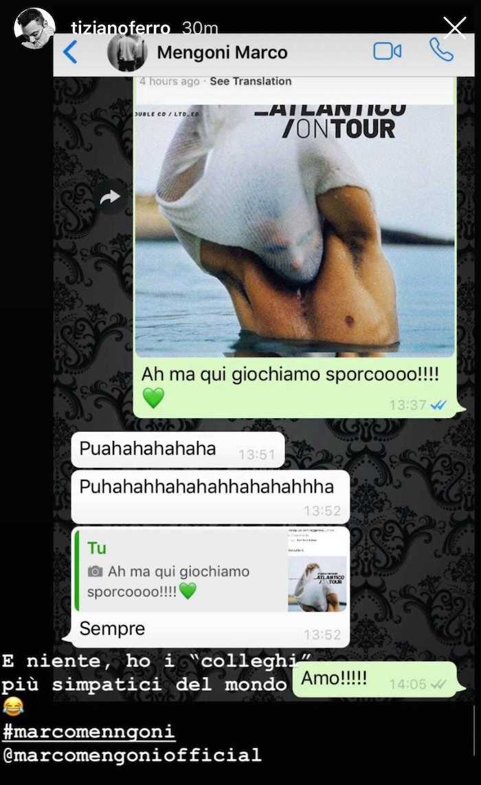 Tiziano Ferro pubblica una chat Whatsapp con Marco Mengoni | Caffeina  Magazine