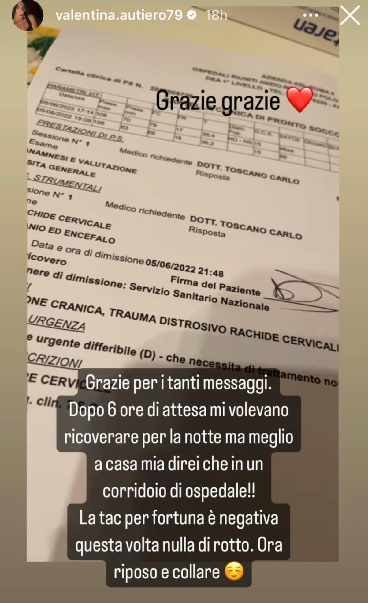 valentina autiero ued incidente stradale sta bene