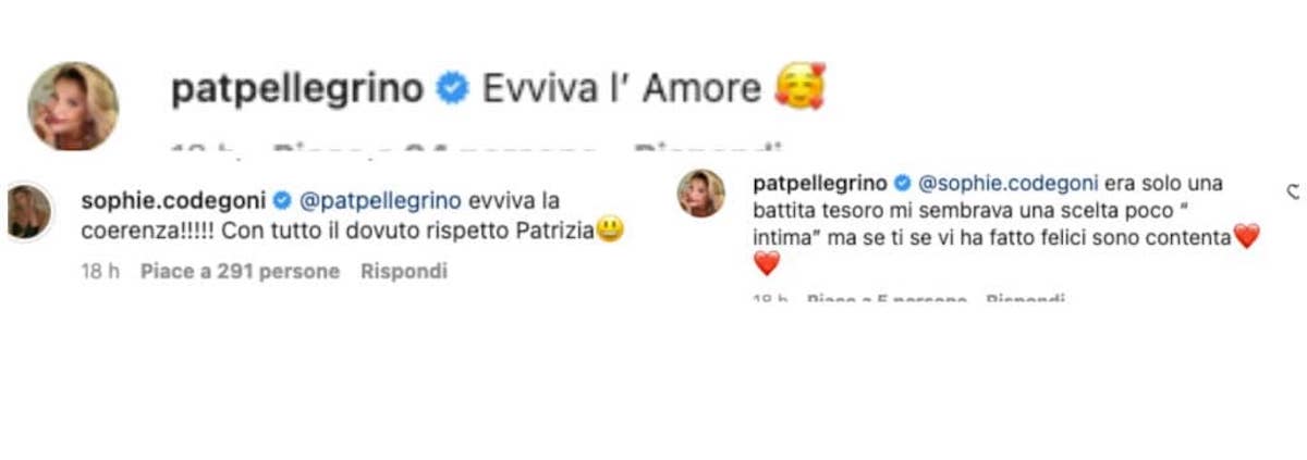 sophie codegoni patrizia pellegrino gaffe commento proposta matrimonio