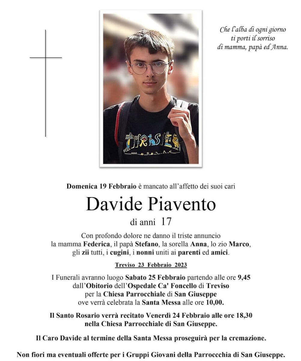 La morte improvvisa di Davide Piavento