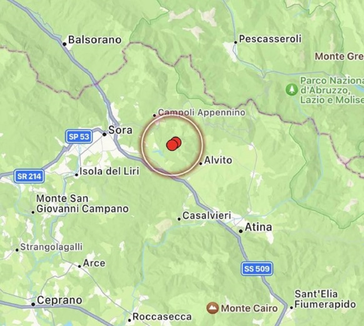 Terremoto in provincia di Frosinone scossa di 3.2