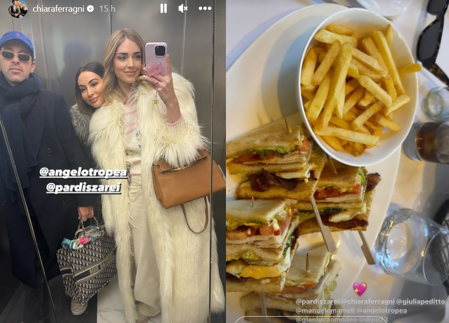 Chiara Ferragni a cena con gli amici assente