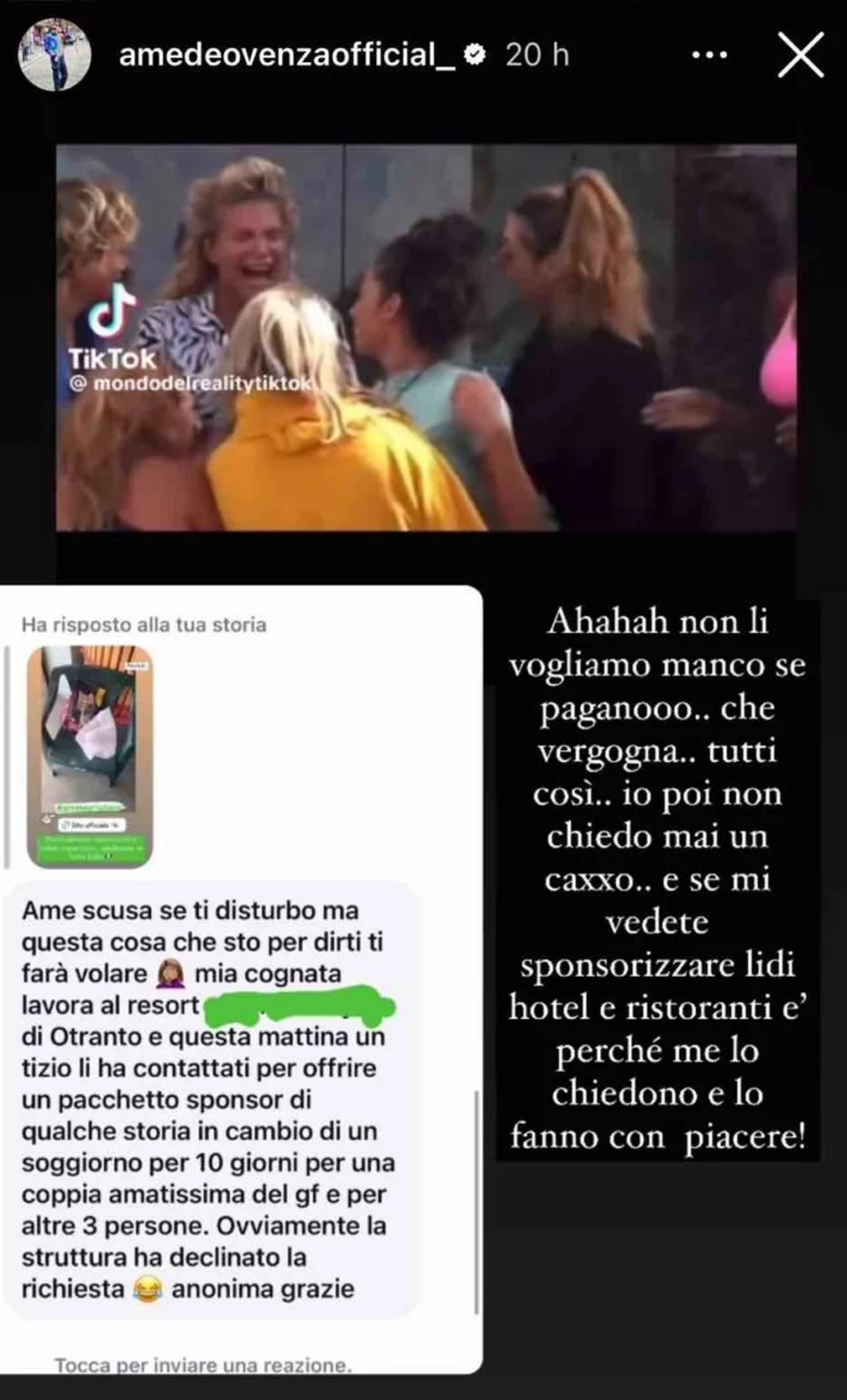 coppia gf chiede vacanza senza pagare