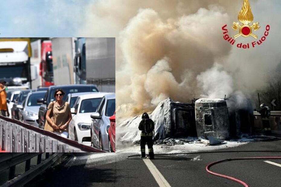 Incendio di un tir tra Barberino del Mugello, Calenzano e di Borgo San Lorenzo