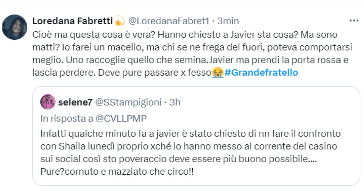 Commenti social Grande Fratello