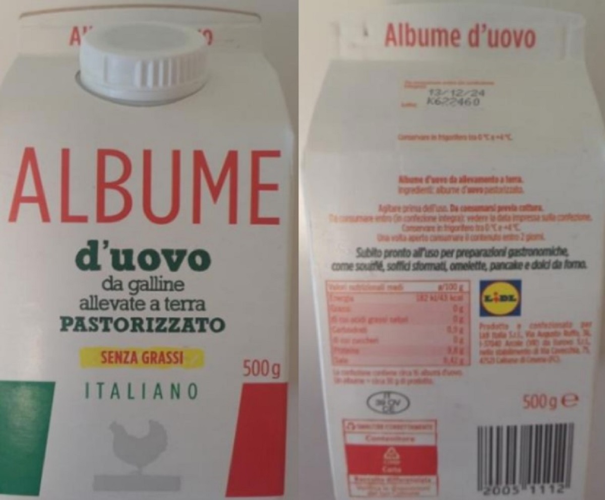 lidl ritirato lotto di albumi allevati a terra 