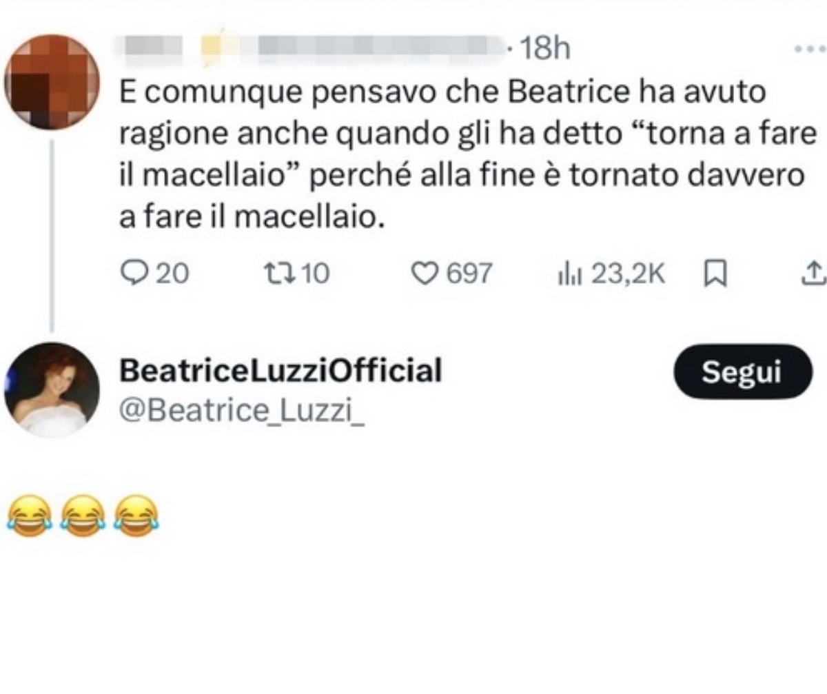 beatrice luzzi battuta paolo letizia reagisce male