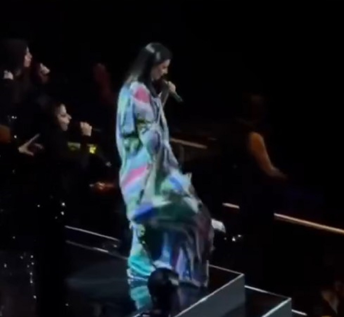 Laura pausini cade dal palco durante il concerto 