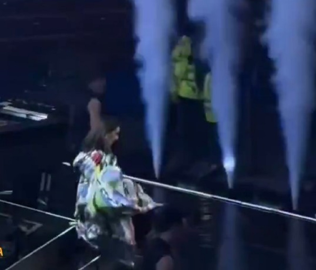 Laura pausini cade dal palco durante il concerto 