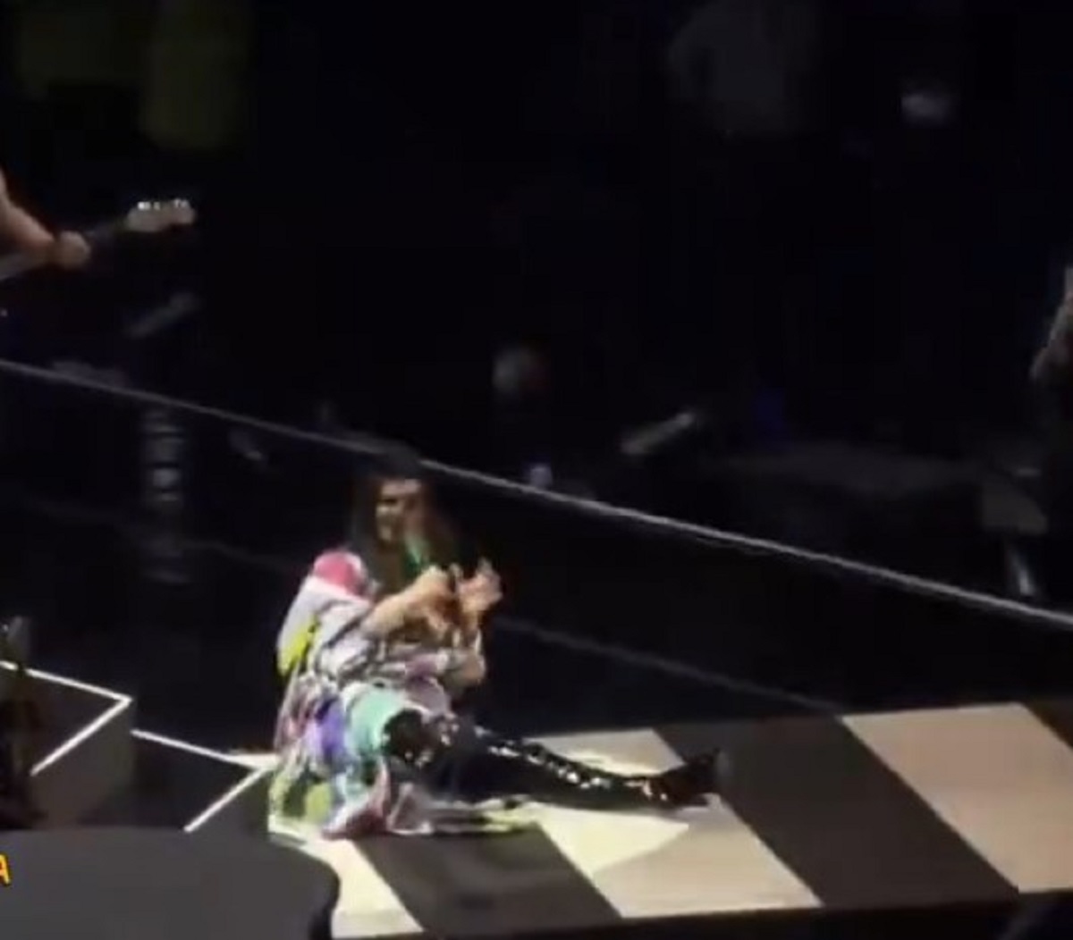 Laura pausini cade dal palco durante il concerto 