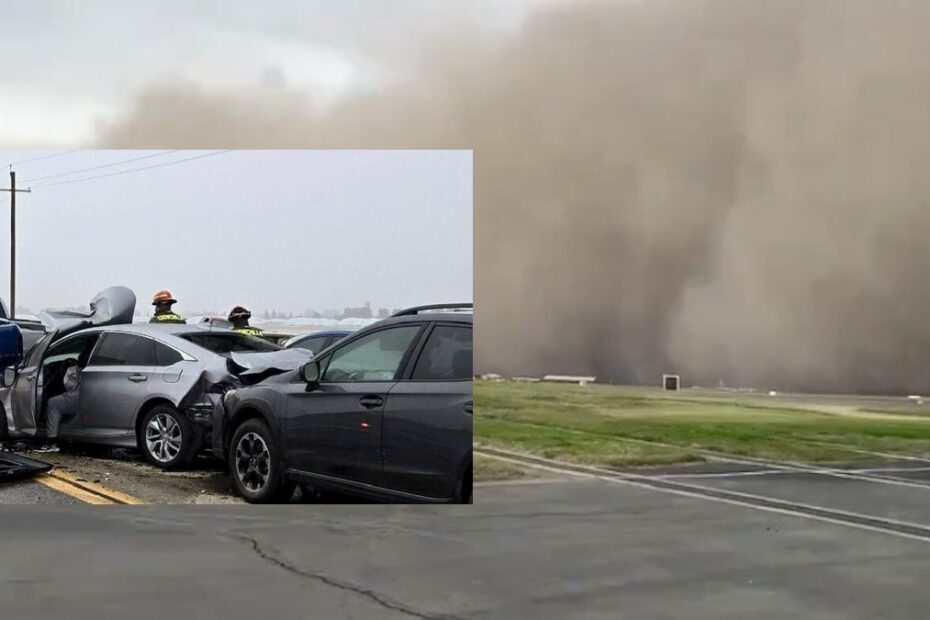 Tempesta di sabbia blocca un'intera città, maxi-tamponamento tra 20 auto e sto alla corrente